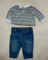 Blaue Baby-Jeans von Baby Club mit hellblau gestreiften Poloshirt Wuppertal - Langerfeld-Beyenburg Vorschau