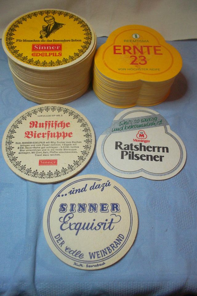 Bierdeckel Karlsruher Brauereien, Sinner und Moninger in Dettenheim