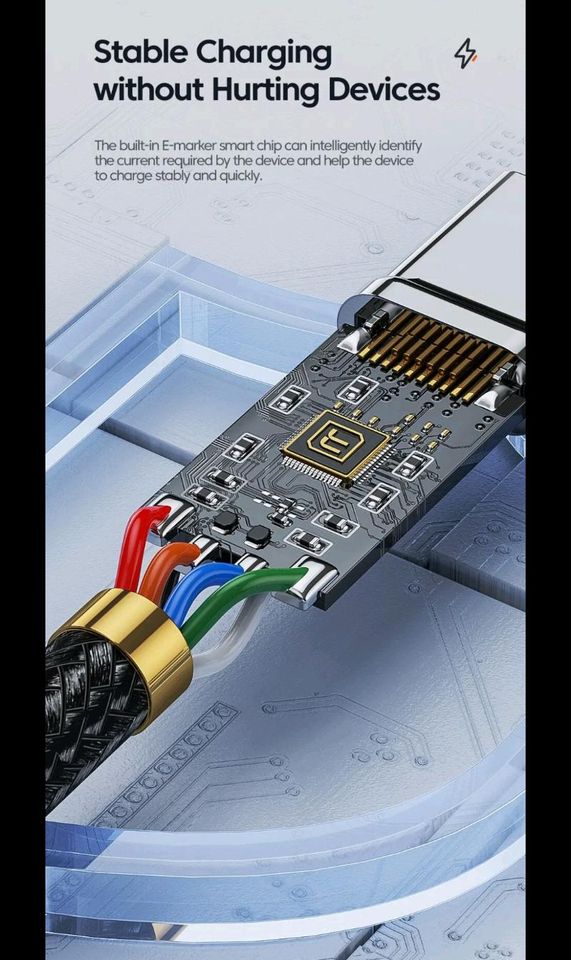 USB A zu USB C, 2m, 6A/100W Schnelllade Datenkabel in Mindelheim
