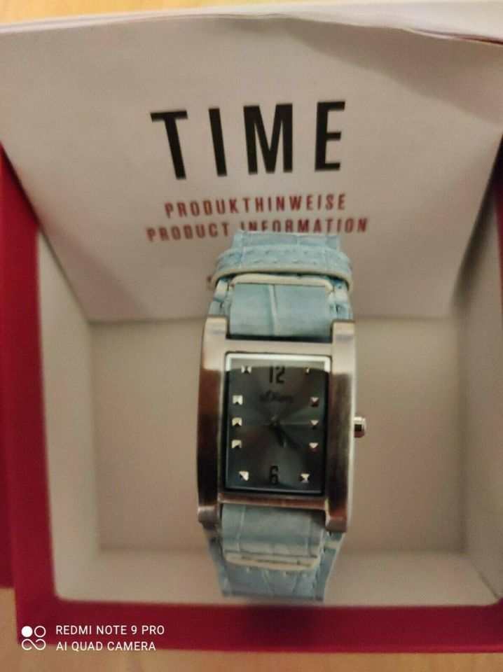 S. Oliver Damen Armbanduhr neuwertig blau Uhr mit Lederarmband in München