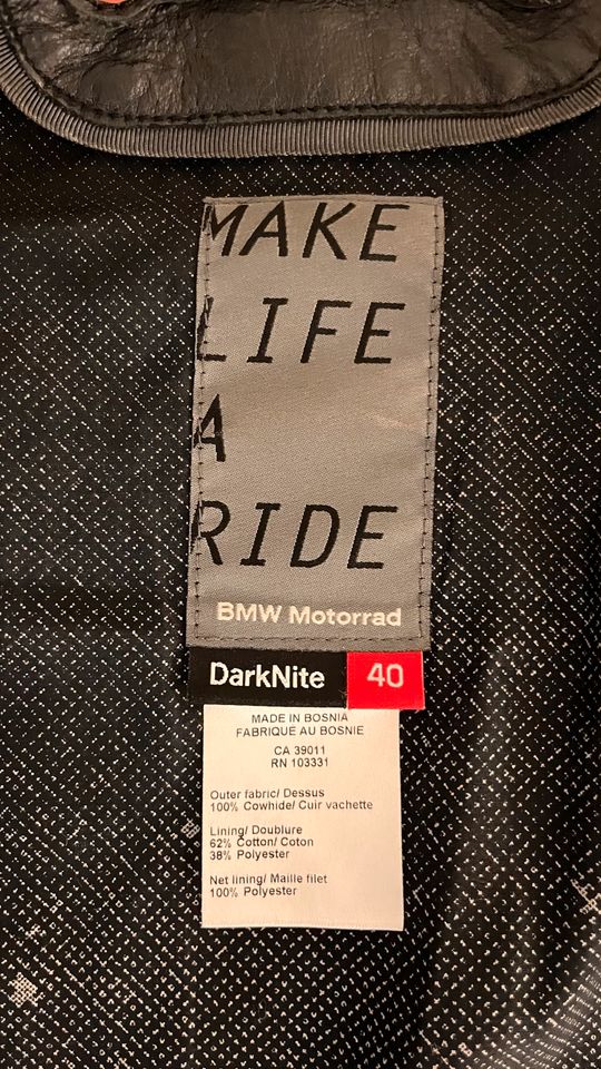 BMW Motorrad Lederjacke DarkNite schwarz Damen Gr. 40 TOP Zustand in Kraiburg am Inn