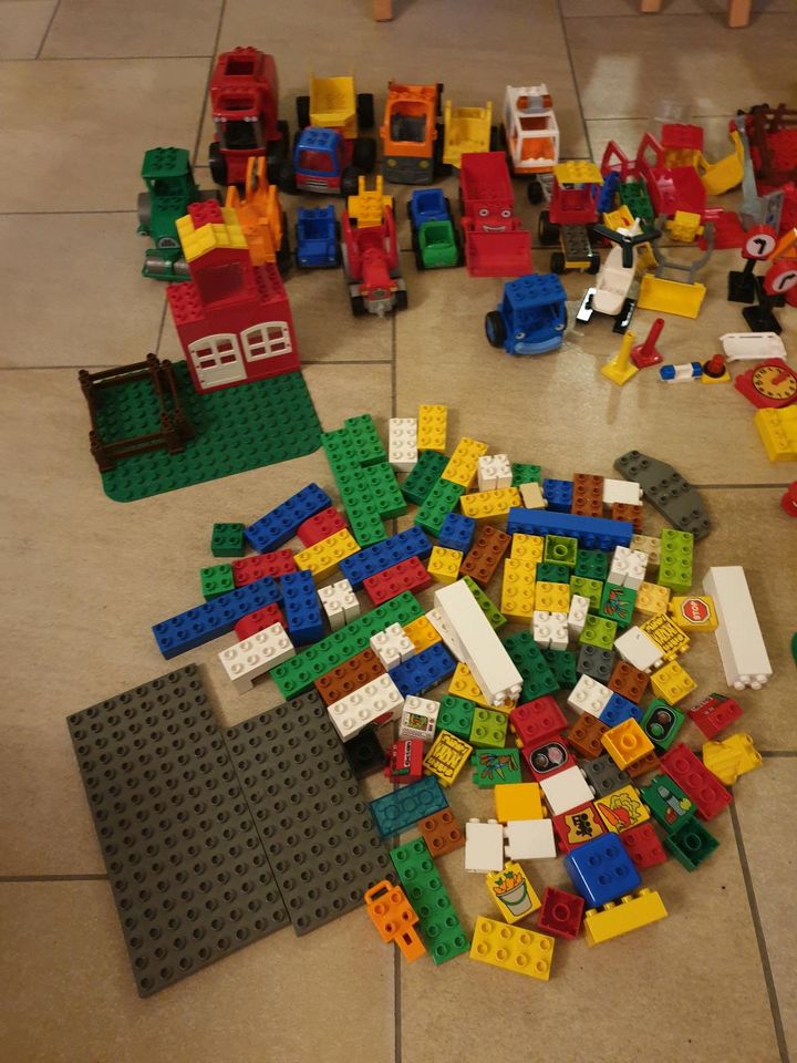 Lego Duplo Konvolut  Set Platten Autos Bauernhof Werkstatt in Werneck