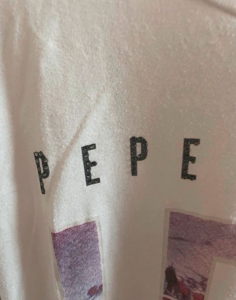 Pepe Jeans London Langarmshirt Shirt weiß rosa Gr. 164 TOP in Olfen