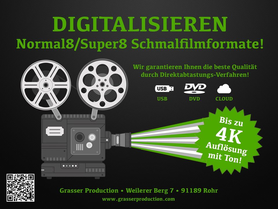 Digitalisieren • Überspielen VHS VHS-C Video8 Hi8 MiniDV & Super8 in Rohr Mittelfr.
