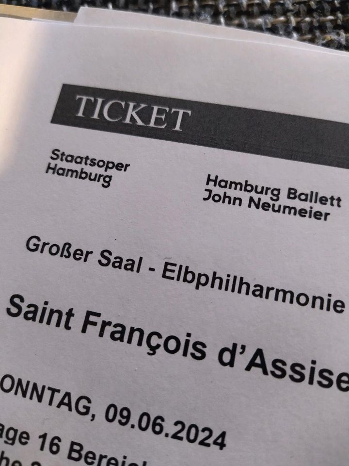 2 Tickets Elbphilharmonie Saint Francois d'Assise 9.06.24 in Hamburg