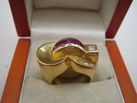 Unikat Design Ring 18 Kt 750 Gold Brillant Diamanten Rubine 1940 Rheinland-Pfalz - Zeltingen-Rachtig Vorschau