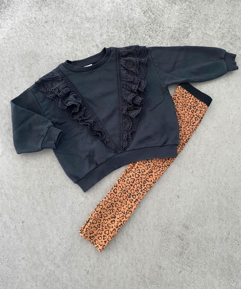 Outfit Gr. 110: Z8 Leggings Leo Limited Edition + Zara Sweat in Maintal
