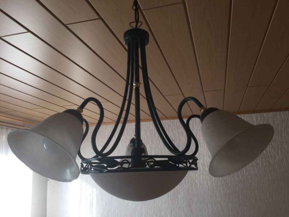 Tolle Deckenlampe grün mit 5 Glocken und Mittelleuchte in Satow