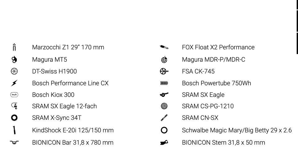 BIONICON WYATT 2 750 eBike MTB BOSCH PERFORMANCE LINE CX / POWERTUBE E-ENDURO 29 170/160 MM in Starnberg