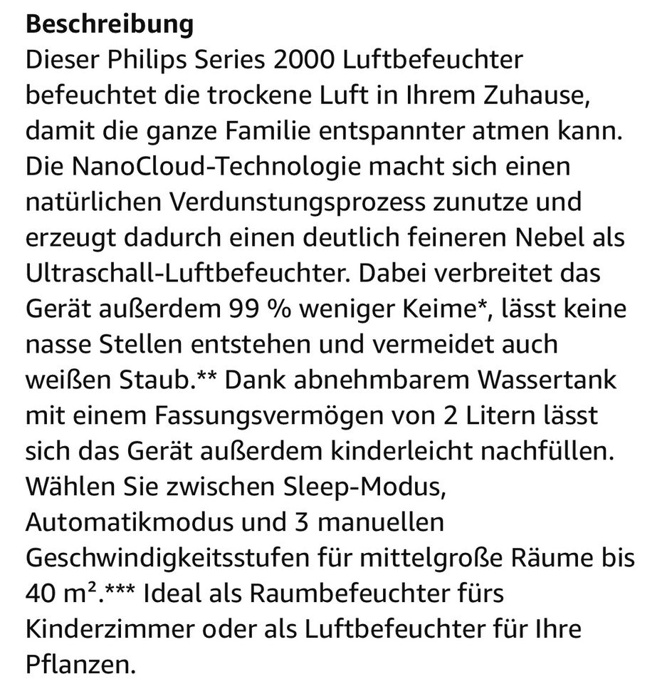 Philips Luftbefeuchter Series 2000 in Itzstedt