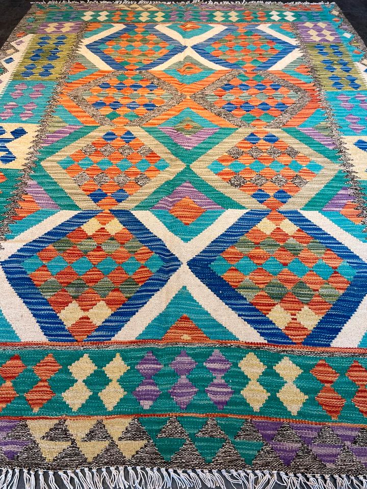 Afghan Kelim197x151 Kilim Teppich Handarbeit rug wolle geometrie in Berlin