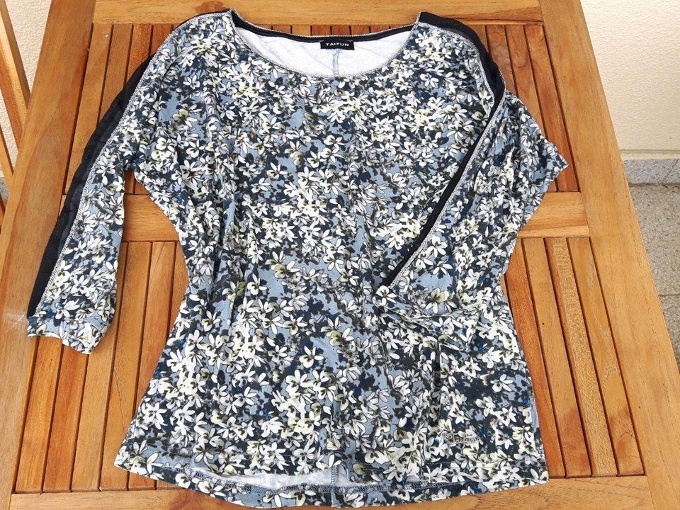 Blumen-Shirt mit Mesh-Einsatz am Ärmel, Taifun Gr. 36 in Lichtenfels