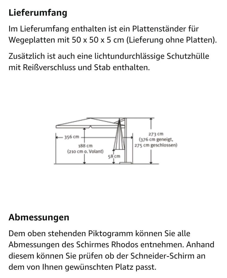 Sonnenschirm von Schneider, 3x3m, Terrakotta, inkl Zubehör in Dornburg