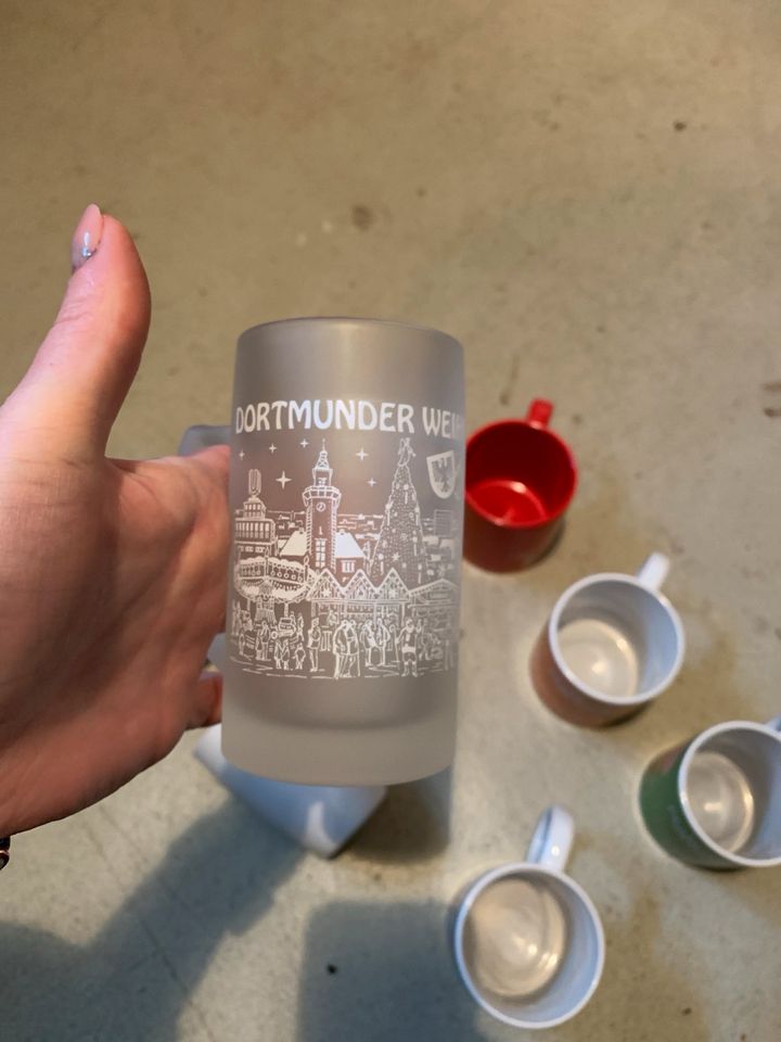6 Kaffeebecher Tasse Pott bunt - Die Peanuts - M&M‘s - Weihnachte in Dortmund