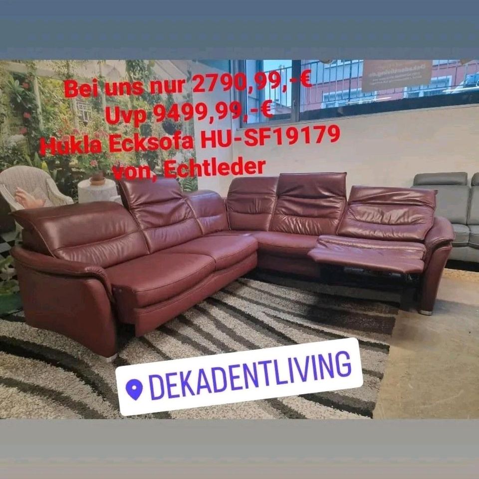 Polinova Ecksofa PN EM16033 N2444 Echtleder Vivre greystone, Bettkasten, Kopfstützen, Massivholz. Polipol Polster bis zu -80% der Uvp bei Lüdenscheid. in Hagen