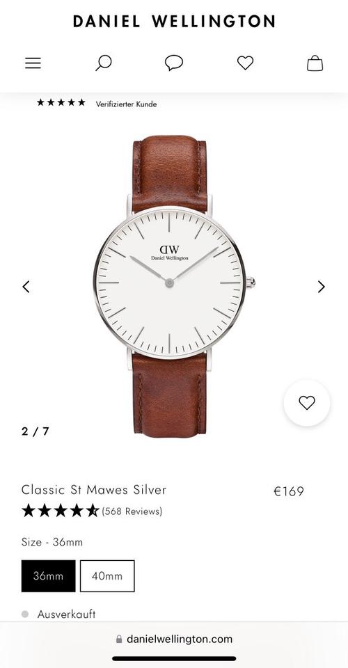 Herrenuhr von Daniel Wellington Classic St Mawes Silver 36mm in Fürth