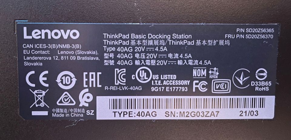 thinkpad basic docking station 40AG - Top in Langenhagen