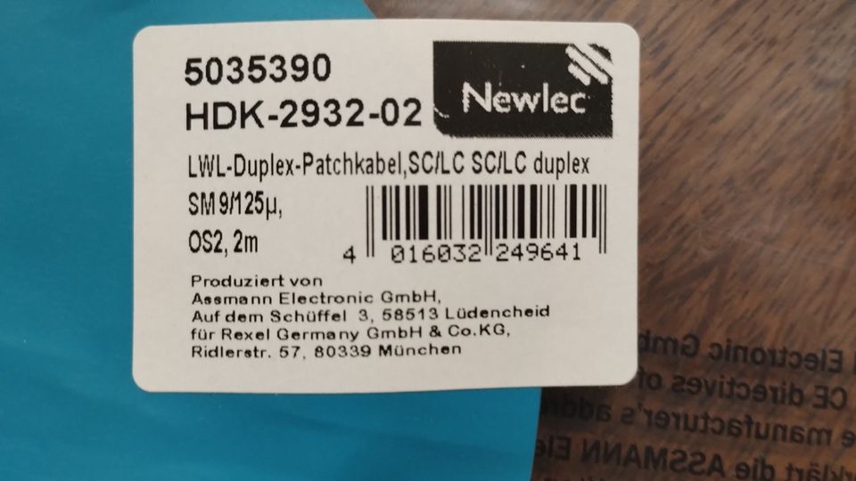 LWL-Duplex-Patchkabel SM 9/125, Newlec, SC/LC SC/LC duplex in Leipzig