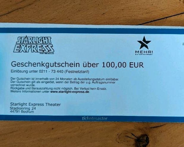 Starlight Express 100€ Geschenkgutschein in Köln