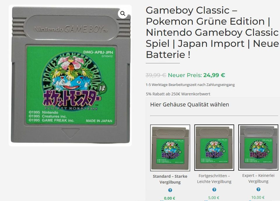 Pokemon Grüne Edition Nintendo Gameboy Classic Spiel Japan Import in Frankfurt am Main