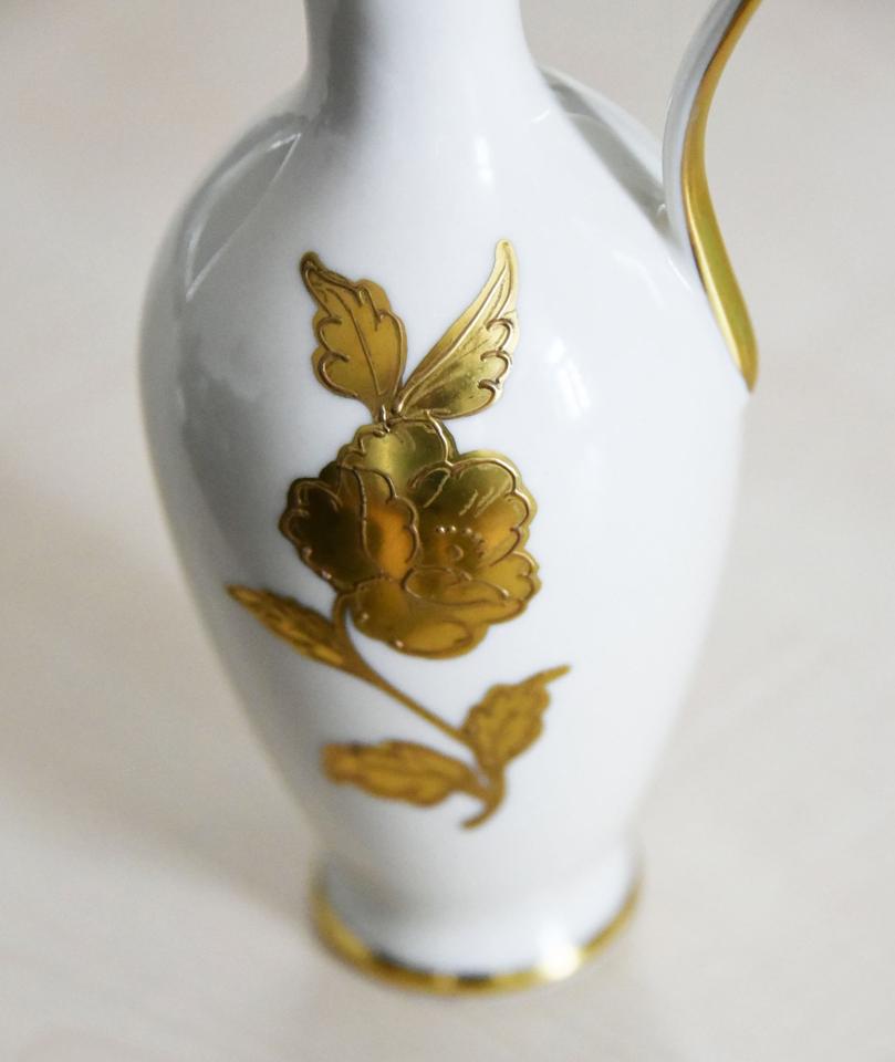 Porzellan Vase Waldershof Bavaria 16 Karat Gold Handmalerei in Dresden