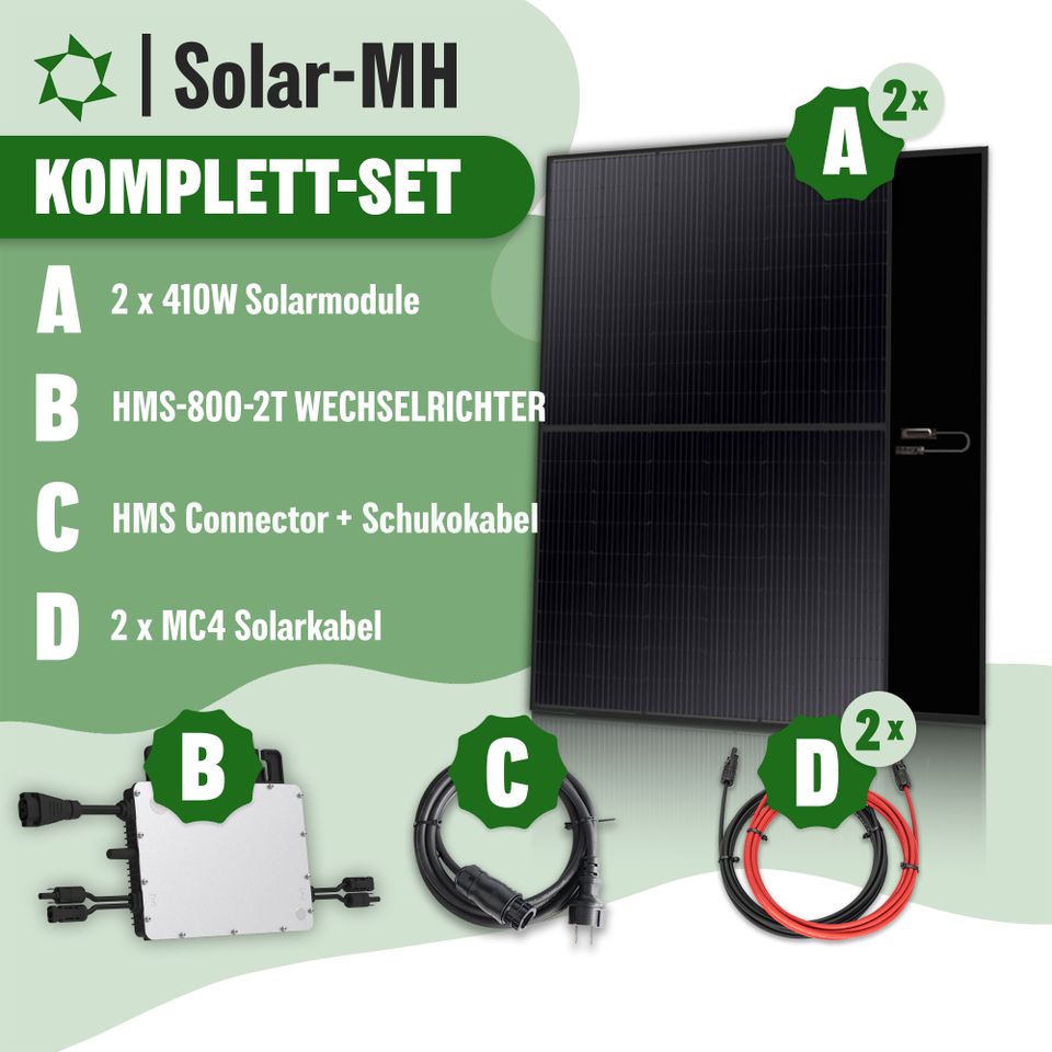 Balkonkraftwerk 820 Watt PV-Module Hoymiles HMS-800-2T WIFI in Bielefeld