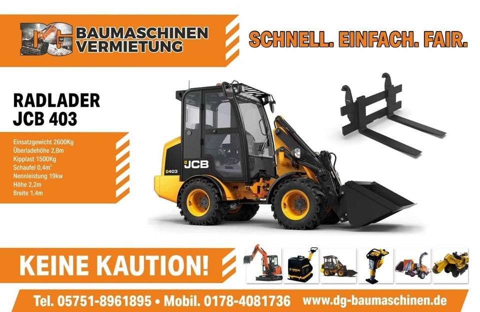 Minibagger Bagger mieten leihen vermieten Vermietung Baumaschinenvermietung 1,6t in Porta Westfalica