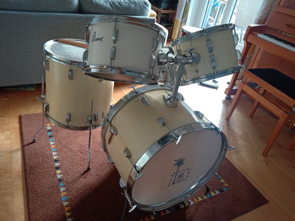 Rimmel Vintage Drumset Schlagzeug SchlitzschrBuchenkessel Trommel in Speyer