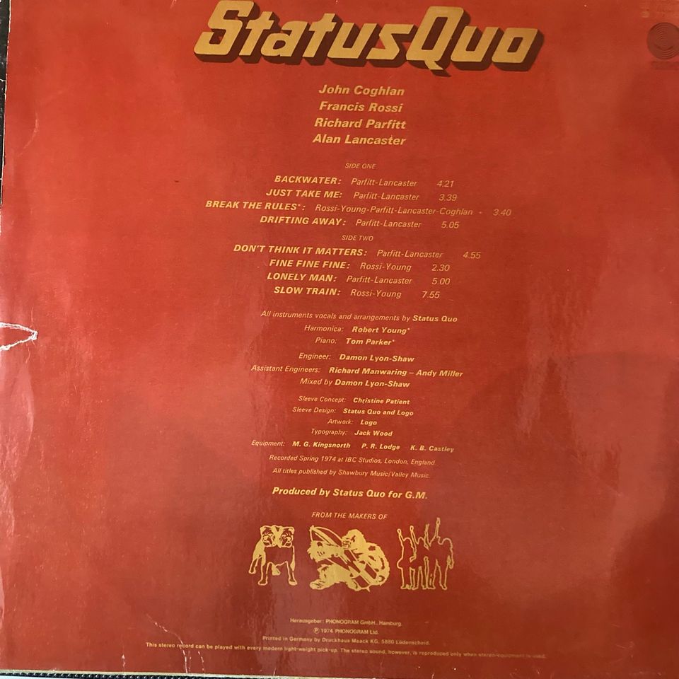 Status Quo LP 12“ Vinyl Schallplatte Album in Westerstede