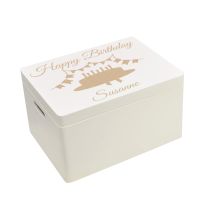 Personalisierte Holzbox zum Geburtstag Torte weiß 40x30x23cm Nordrhein-Westfalen - Heiden Vorschau