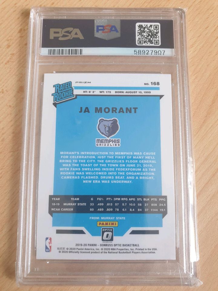 Ja Morant 2019-20 Donruss Optic Basketball RR Blue Velocity PSA 9 in Berlin