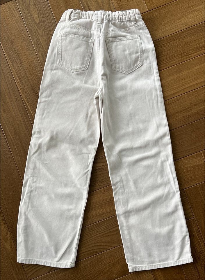 Jeans, Gr. 140, wide, high waist, H&M, hellbeige, Mädchen in Ergolding