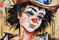 Clown G.R.Sander Öl auf Leinwand Harlekin Zirkus Bayern - Schmidmühlen Vorschau