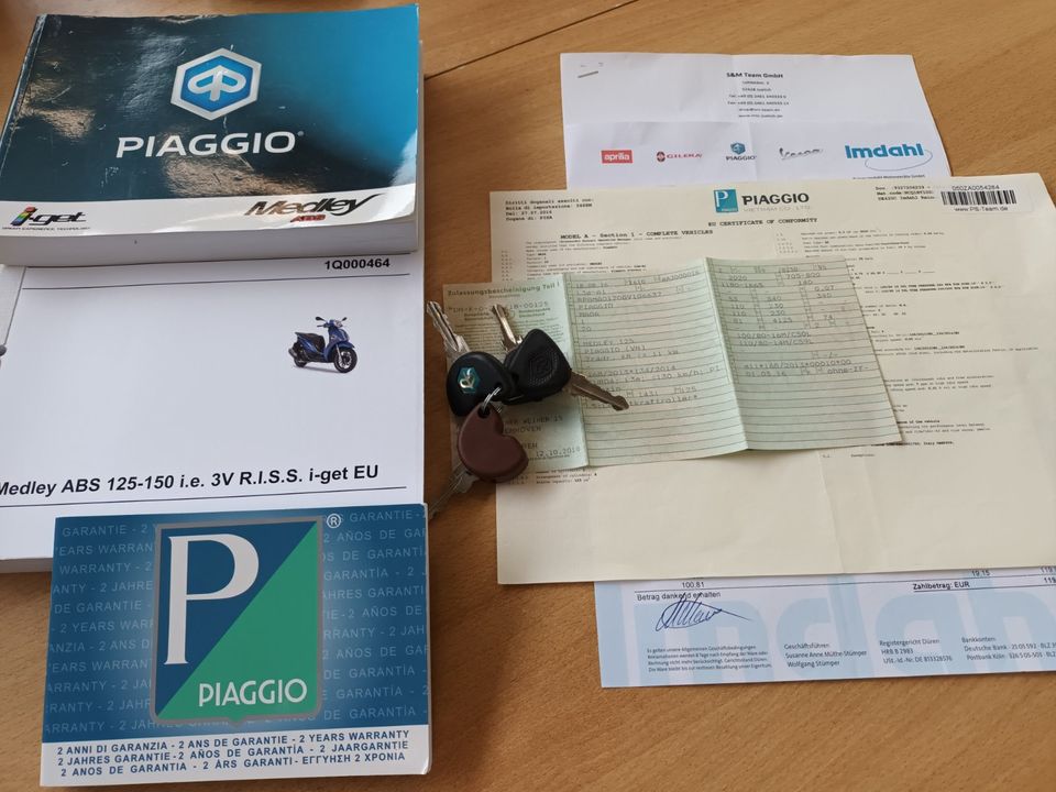 Piaggio Medley 125 ABS, TÜV NEU, Scheibe, Topcase, B196 in Bergheim