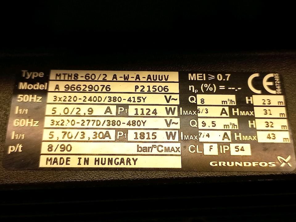 Grundfos Mehrstufige Kühlmittelpumpe 8 Bar  Eintauchpumpe cnc kss in Amstetten