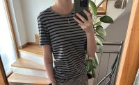 Basic T-Shirt | Shirt von h&m | Gr. XS | grau/blau gestreift Bayern - Grafing bei München Vorschau