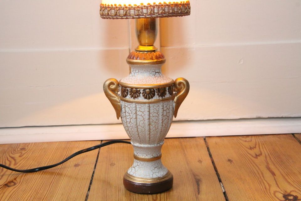Tischleuchte Stehleuchte Keramik Weiß Gold 37cm 80er Jahre in Berlin