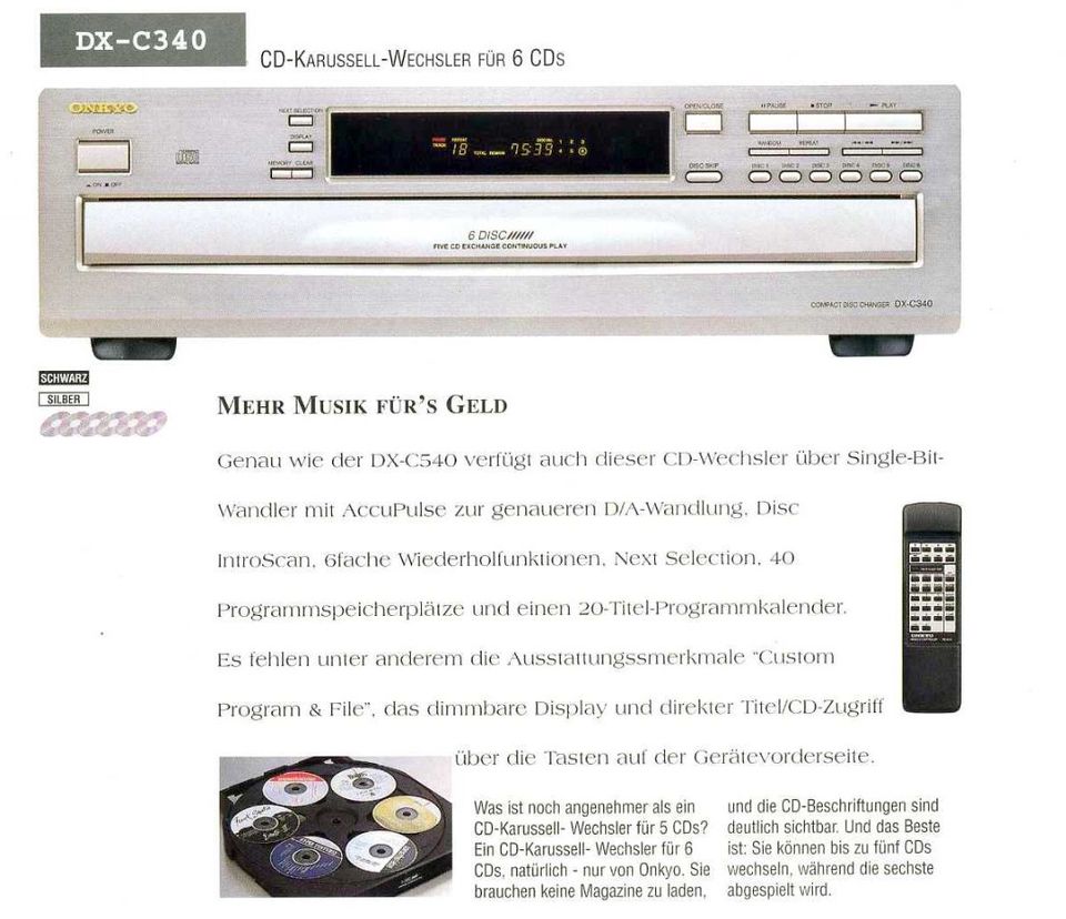 6-fach CD-Player Onkyo DX-C340 in Mundelsheim
