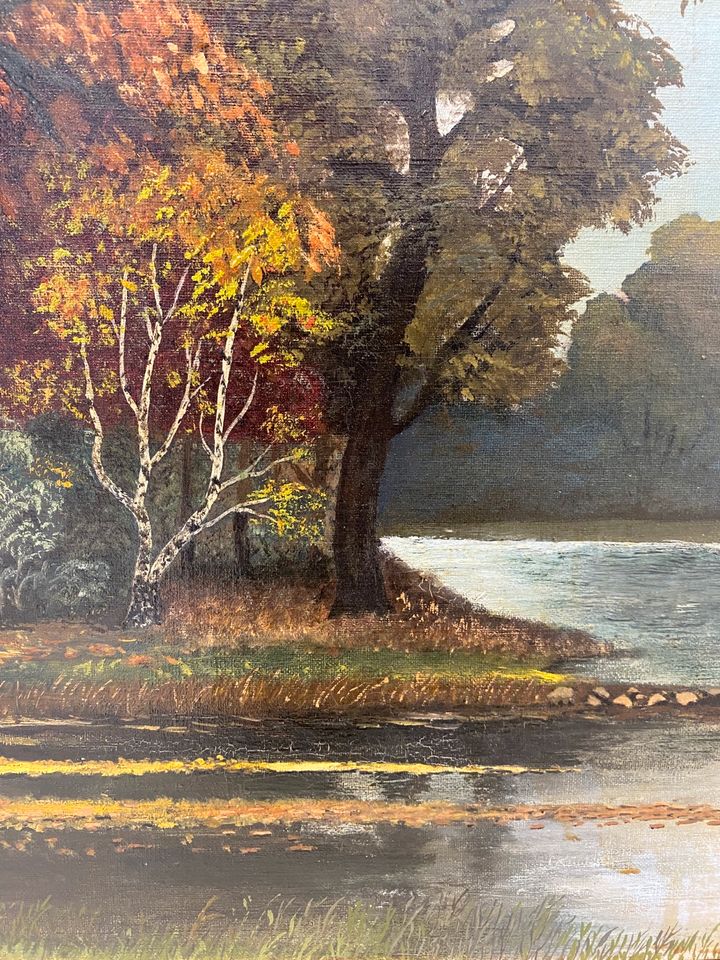 * ÖLGEMÄLDE A. ROGGENTHIN 1926 KUNST BILD SEE BAUM WALD GOLD in Berlin