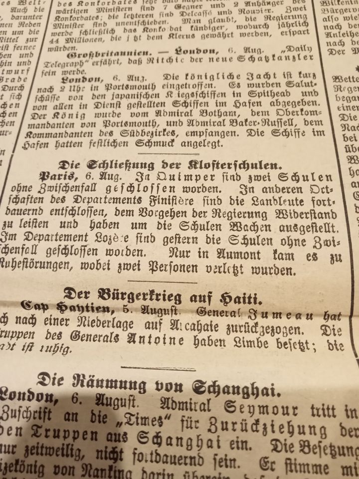 Original Deister und Weser Zeitung von 1902 in Traben-Trarbach