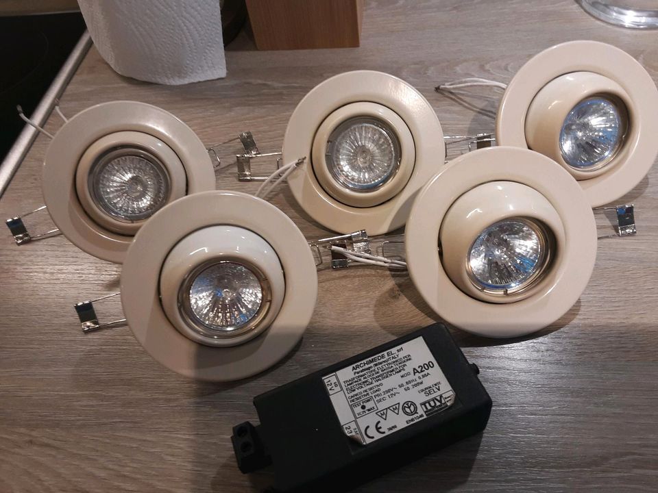 Halogen Einbauleuchten Set 5 x 20 W weiß schwenkbar Incl. Trafo in Zeitz