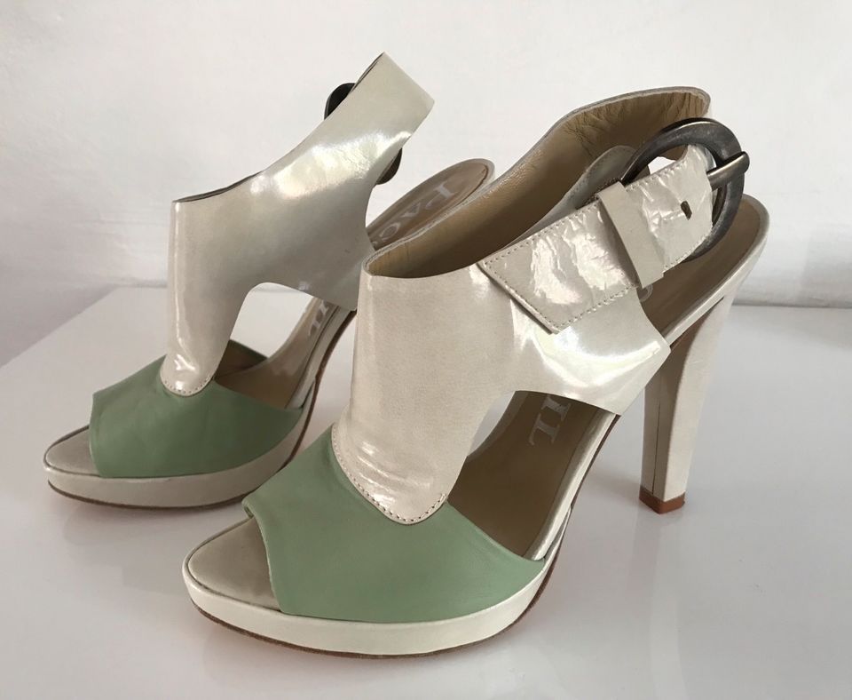 Tolle Paco Gil High Heels Slingpumps beige/mint Gr. 37 in Essen-Haarzopf