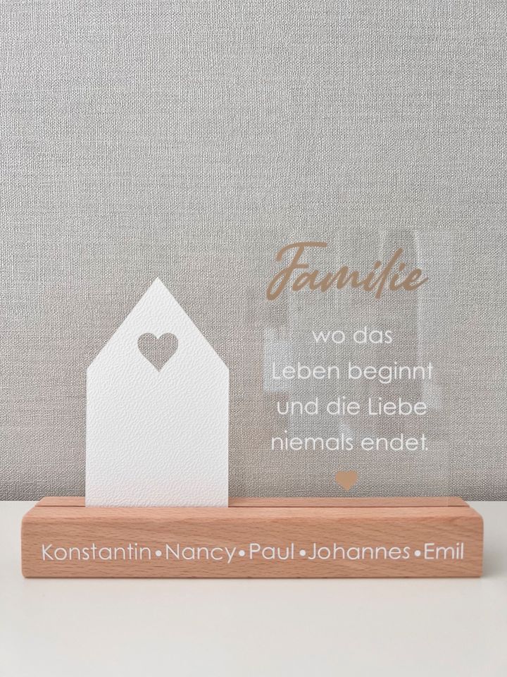 Acrylschild Familie Geschenk Hochzeit Einzug personalisiert in Haverlah