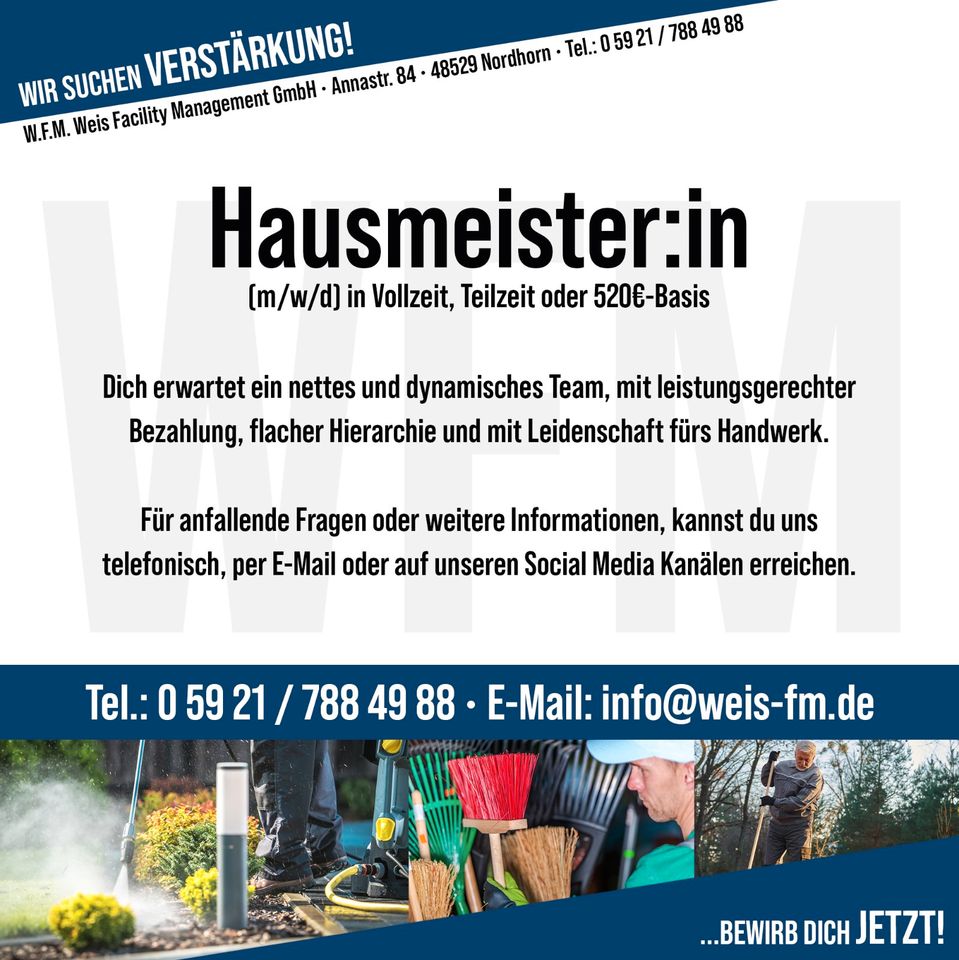 Nordhorn: Hausmeister:in (m/w/d) gesucht in Nordhorn