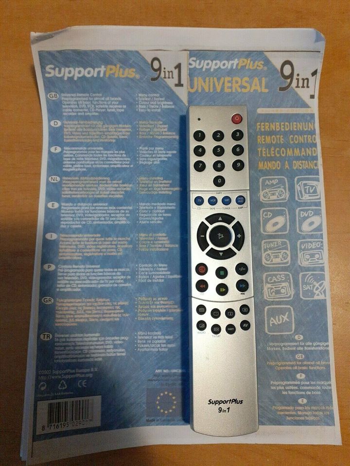 Support Plus 9 in 1 Universal Fernbedienung mit Begleitheft Neu & in Salzwedel