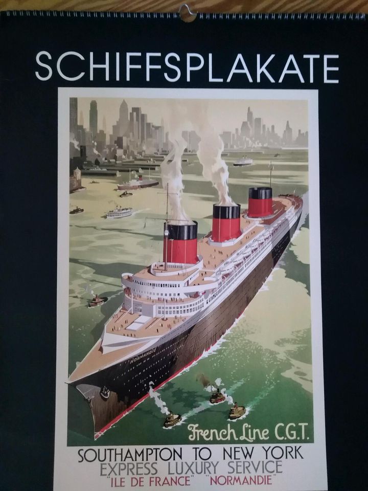 Kalender 2021 Schiffsplakate historisch Cunard in Hamburg