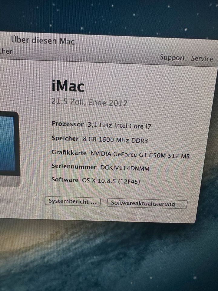 Defekter Apple iMac 21,5 zoll late 2012 8GB ram 256GB SSD in Oranienburg