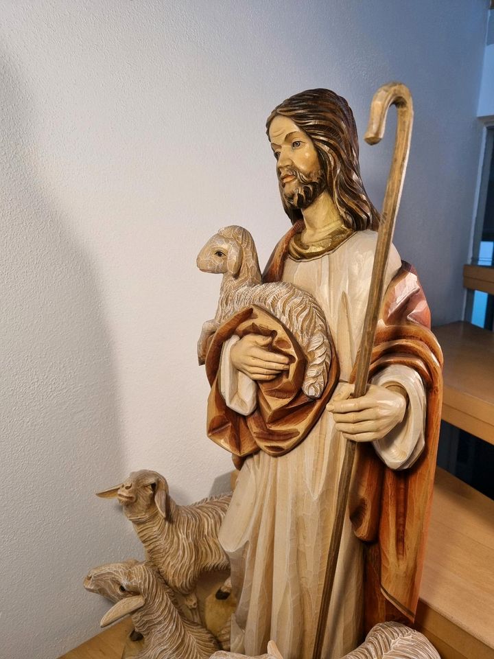 JESUS CHRISTUS XXL HOLZ  HEILIGENFIGUR HOLZFIGUR ALT KUNST DEKO in Kumhausen