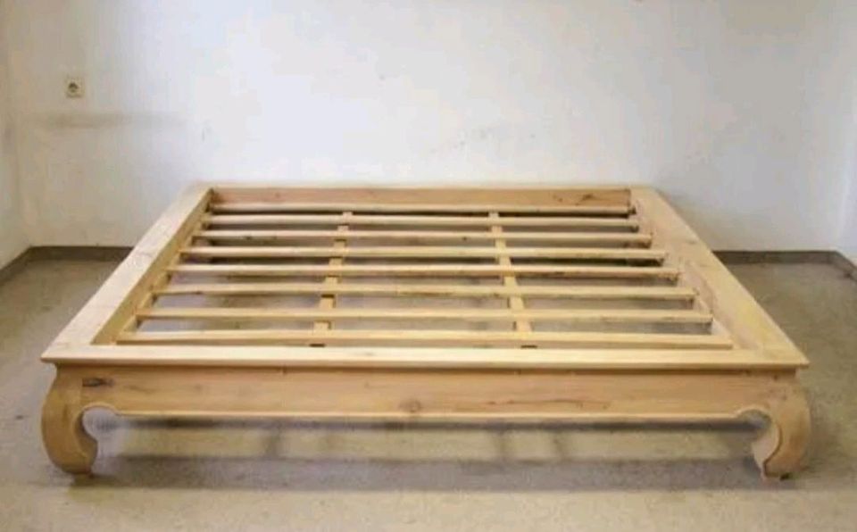 OPIUMBETT BETTGESTELL BETT 180X 200 HOLZ NATUR DOPPELBETT BALI-ST in Werdau