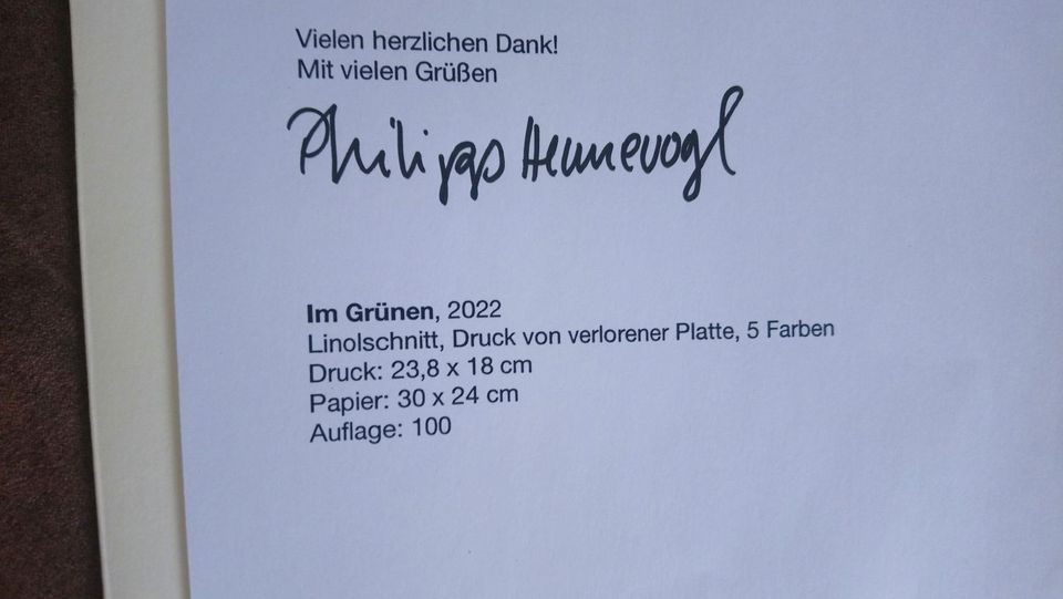 Linolschnitt Philipp Hennevogl "Im Grünen" Auflage 100 Stück in Berlin
